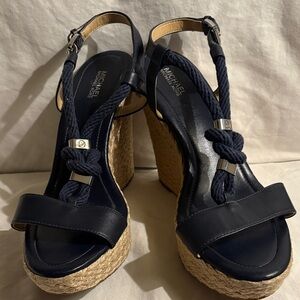Michael Kors Dark Blue Wedge Sandals